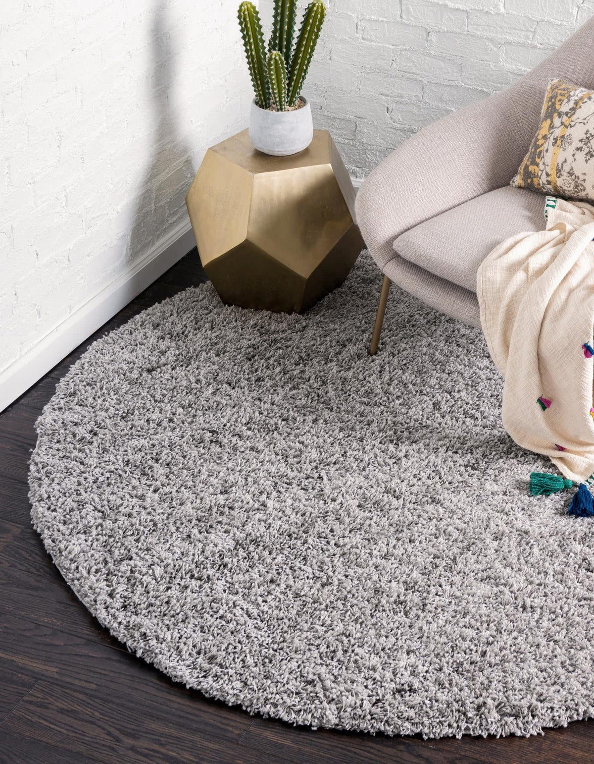 Unique Loom Solid Shag Collection Area Rug (8' x 10' Rectangle, Sandy Brown)