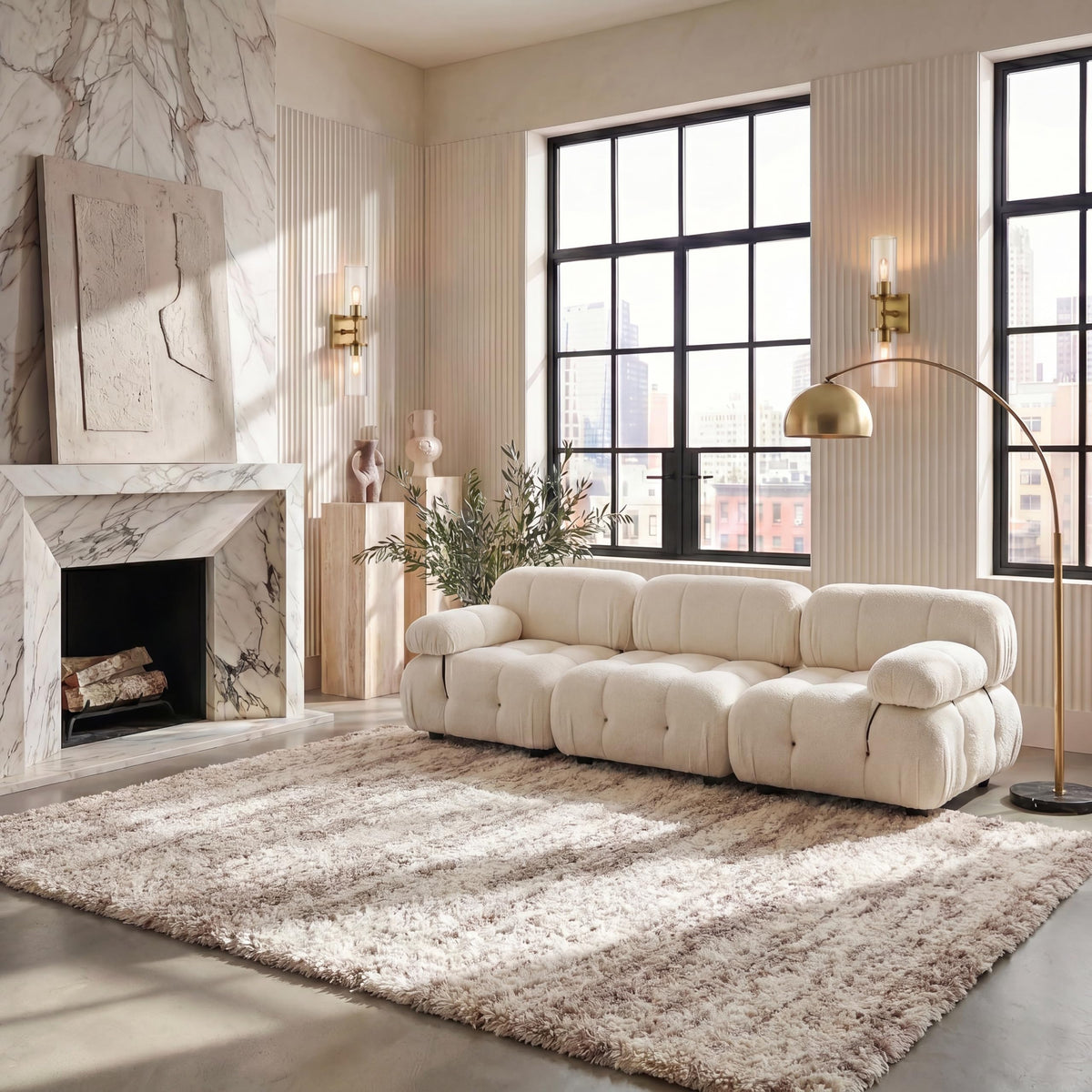 SAFAVIEH Hudson Shag Rug 8x10, Large Ivory & Beige SGH206B