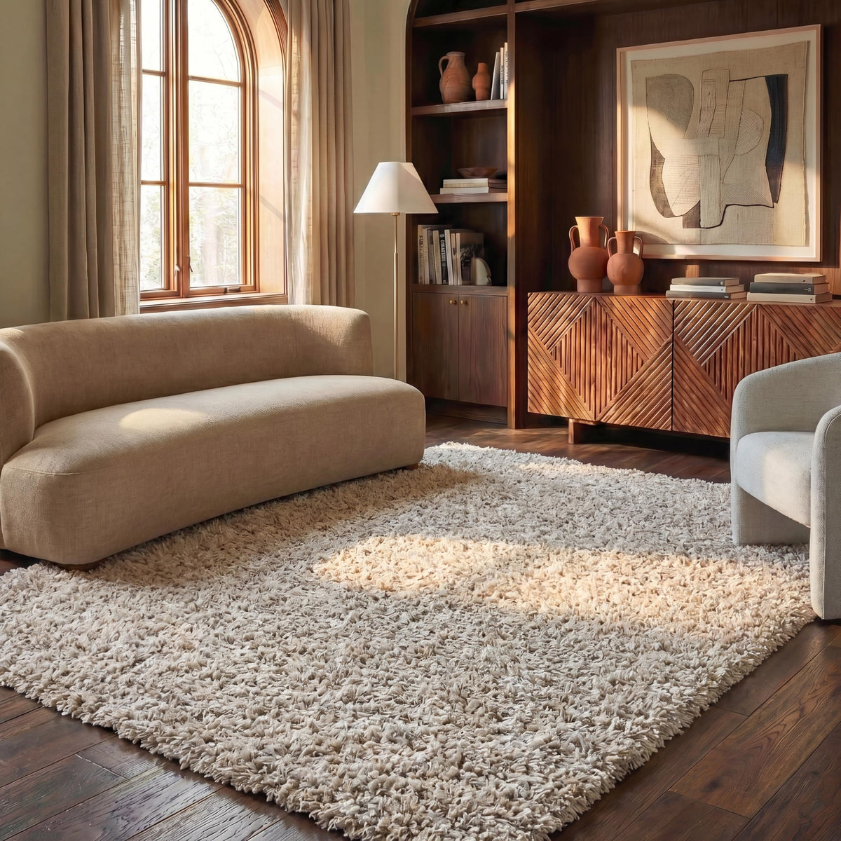 SAFAVIEH Rio Shag Collection 3' x 5' Rust / Ivory SG960P Handmade 1-inch Thick Area Rug