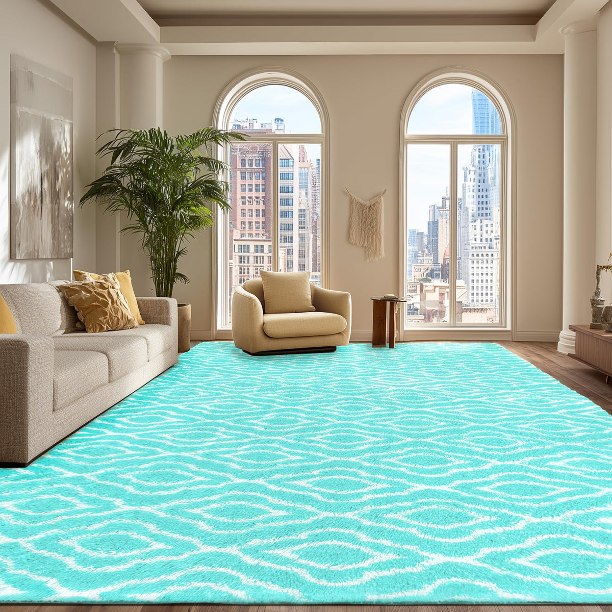 Fluffy Rug for Living Room, Soft Modern 8x10 Grey and Black Shag Area Rugs
