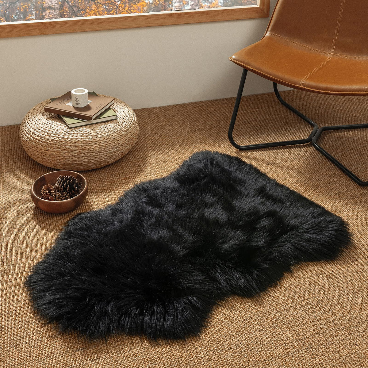 Ashler Faux Fur Rug, White, 2 x 6 Ft, Machine Washable