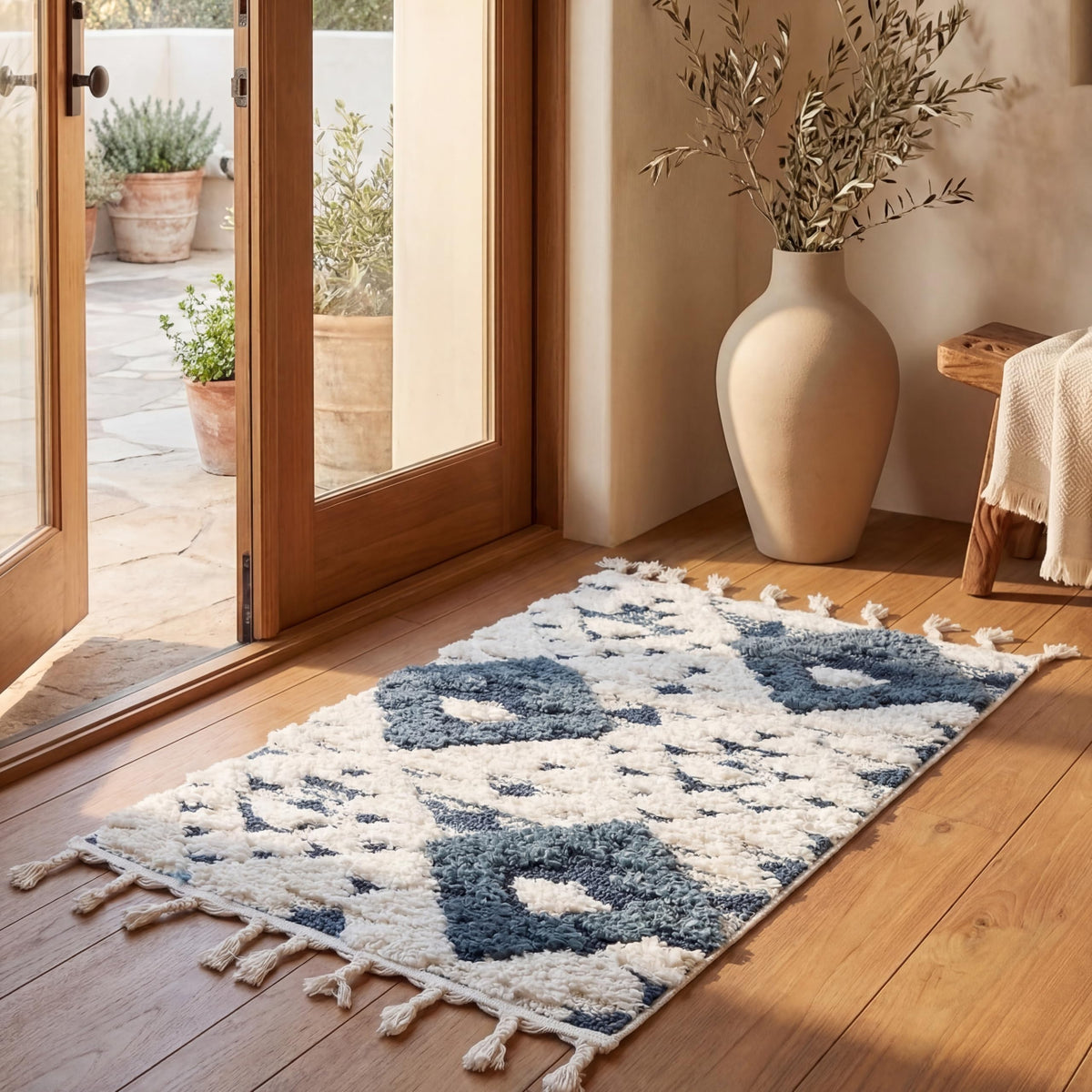 SAFAVIEH Moroccan Tassel Shag Rug 5'3"x7'6", Ivory & Brick Rust MTS688P