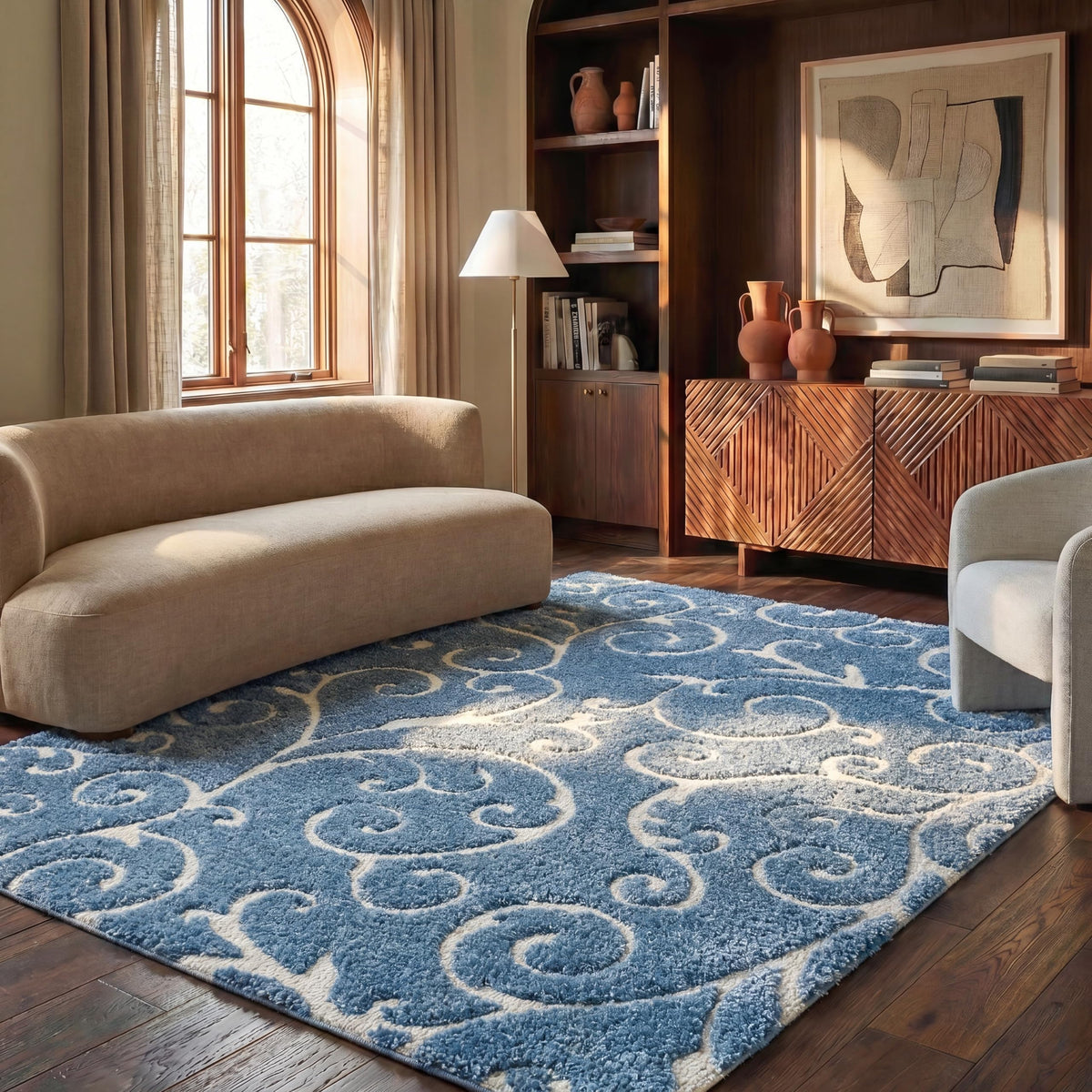 SAFAVIEH Florida Shag Rug 8'x10', Soft Plush Cream & Beige SG455-1113