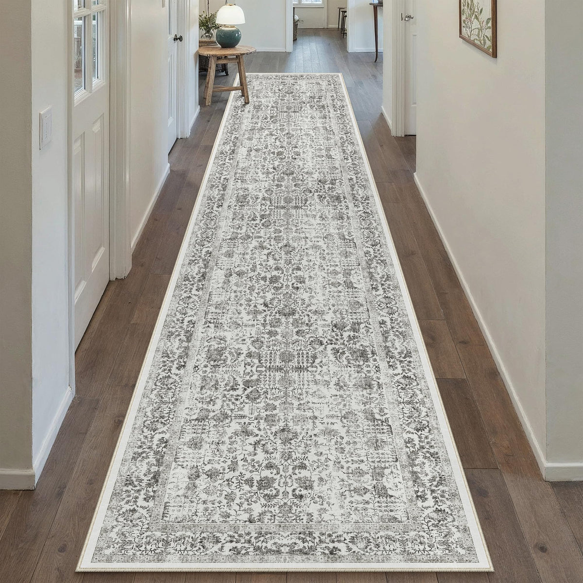 PureCozy Gray Area Rug 8x10 Vintage Floral