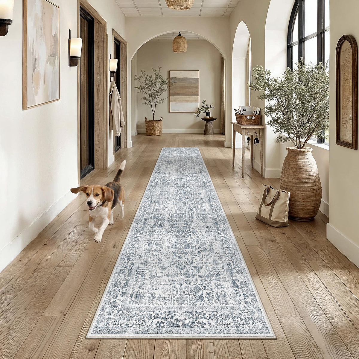 PureCozy Gray Area Rug 8x10 Vintage Floral