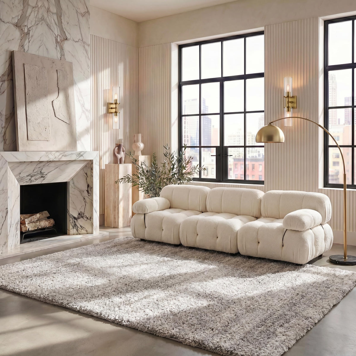 SAFAVIEH Hudson Shag Rug 10x14, Plush X-Large Ivory & Grey SGH295B