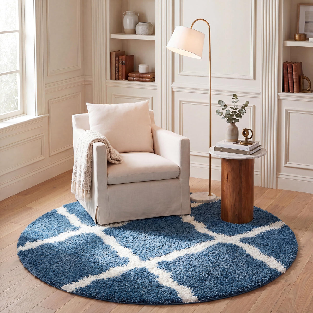 SAFAVIEH Dallas Shag Collection 8' x 10' Beige/Ivory SGD257D Trellis Non-Shedding Living Room Bedroom Dining Room Entryway Plush 1.5-inch Thick Area Rug