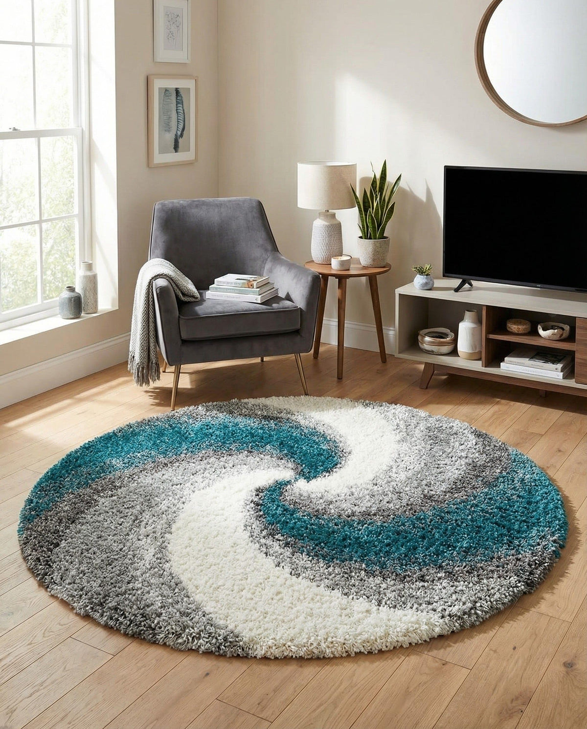 Rugs.com - Soft Touch Shag Rug – 4' 1 x 6' 1 Khaki Shag Rug – Plush Abstract Design for Bedrooms, Living Rooms, and Home Offices