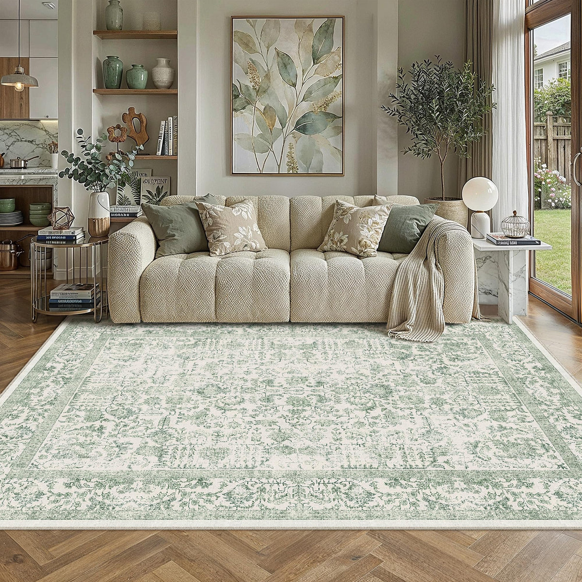 PureCozy Gray Area Rug 8x10 Vintage Floral