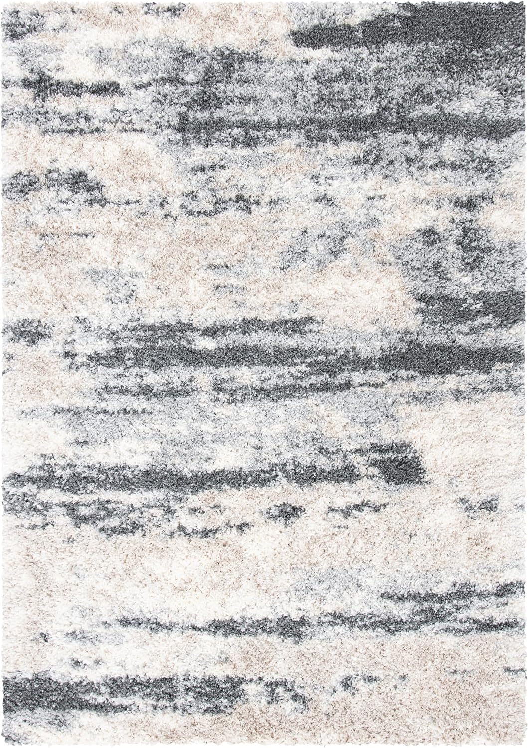 SAFAVIEH Fontana Shag Collection Area Rug - 6'7" x 9', Grey & Ivory, Non-Shedding & Easy to Clean, Plush Thick Pile, Ideal for Living Room, Bedroom, Dining Space (FNT853G)