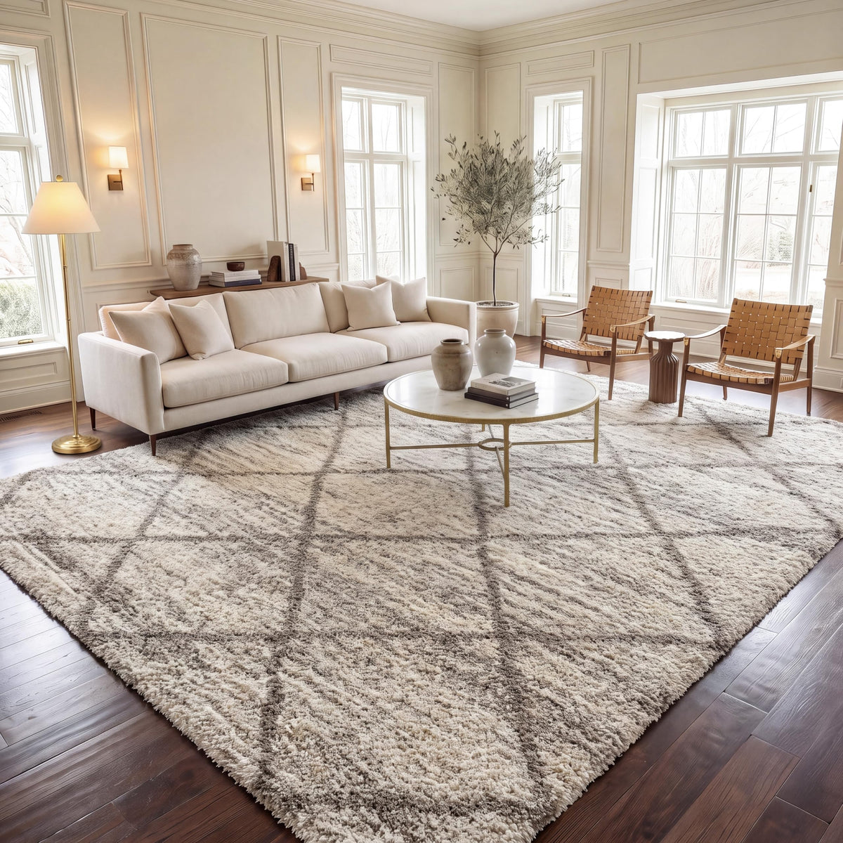 SAFAVIEH Hudson Shag Rug 8'x10', Soft Plush Moroccan Ivory & Beige SGH281D