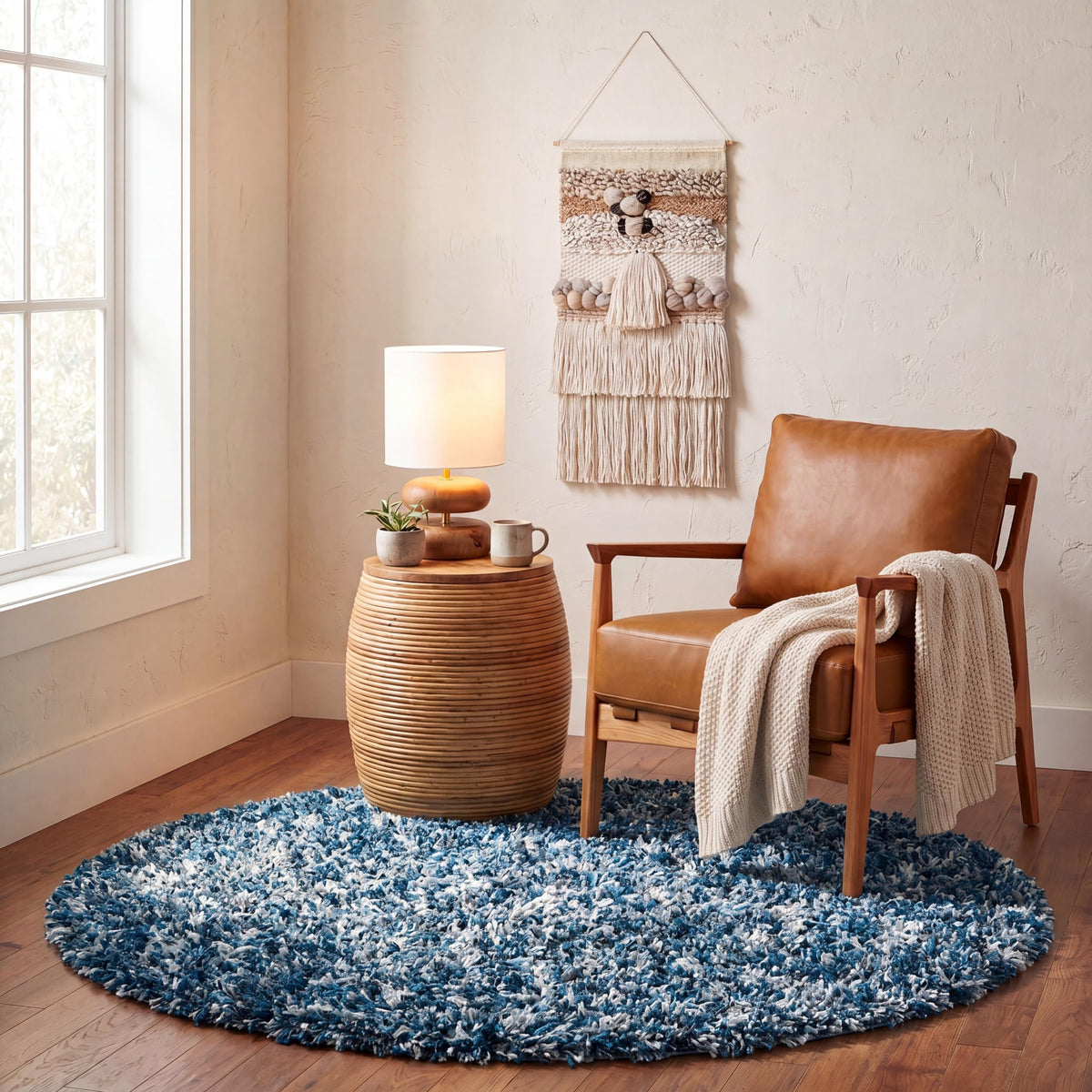 SAFAVIEH Rio Shag Collection 3' x 5' Rust / Ivory SG960P Handmade 1-inch Thick Area Rug