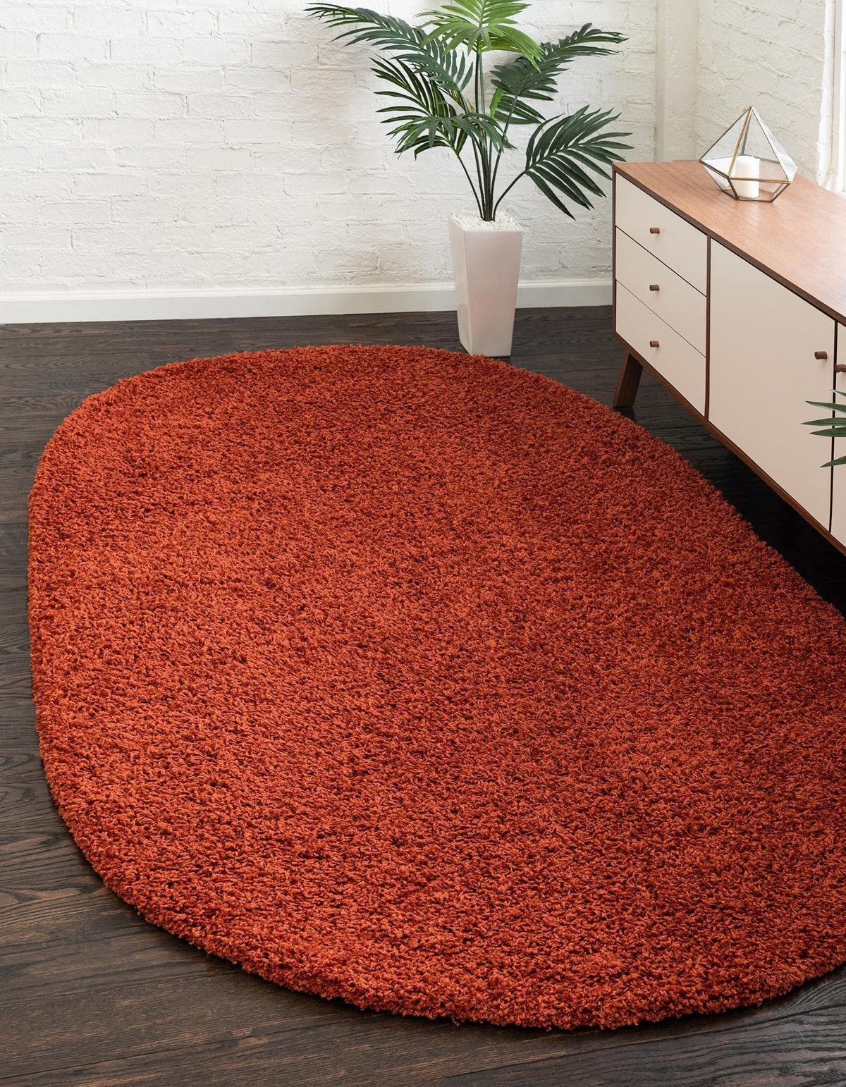 Unique Loom Solid Shag Collection Area Rug (8' x 10' Rectangle, Sandy Brown)