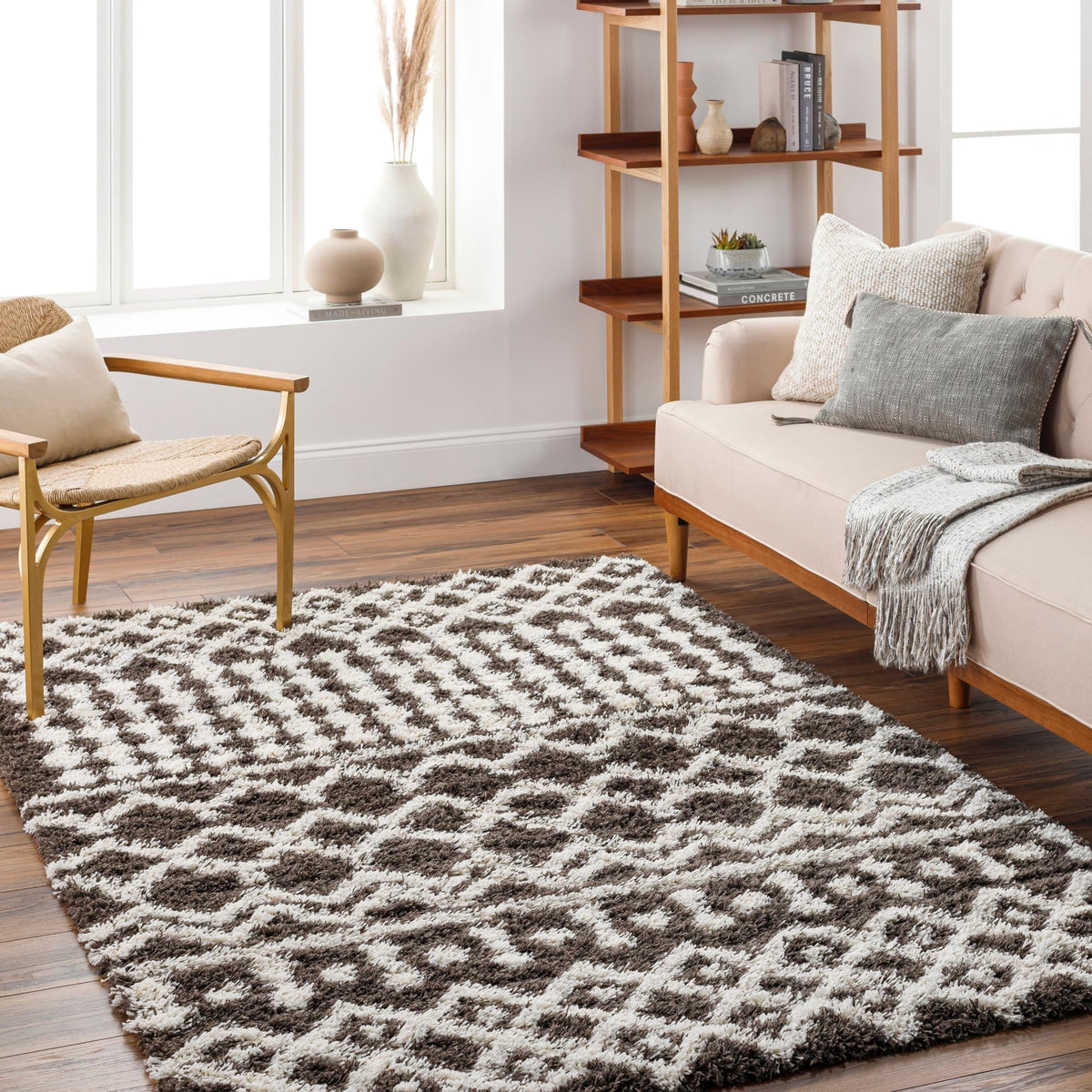 Livabliss Hapsburg Moroccan Shag Area Rug, 5'3" x 7'3", Beige