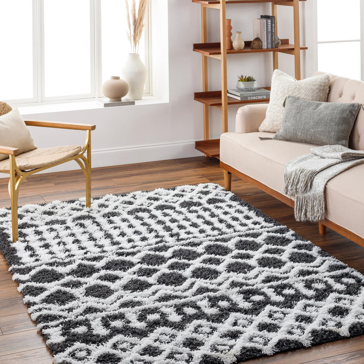 Livabliss Hapsburg Moroccan Shag Area Rug, 5'3" x 7'3", Beige