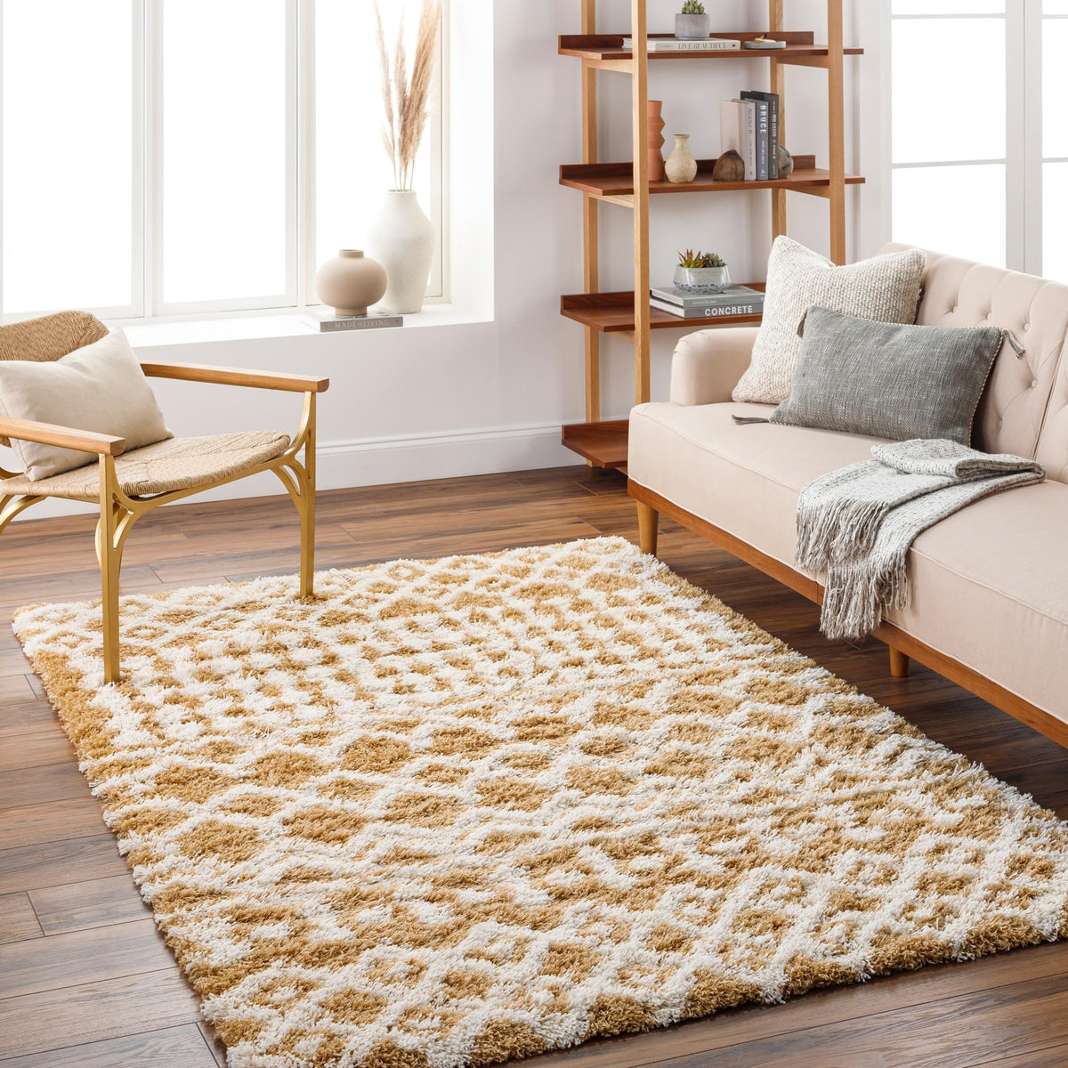 Livabliss Hapsburg Moroccan Shag Area Rug, 5'3" x 7'3", Beige