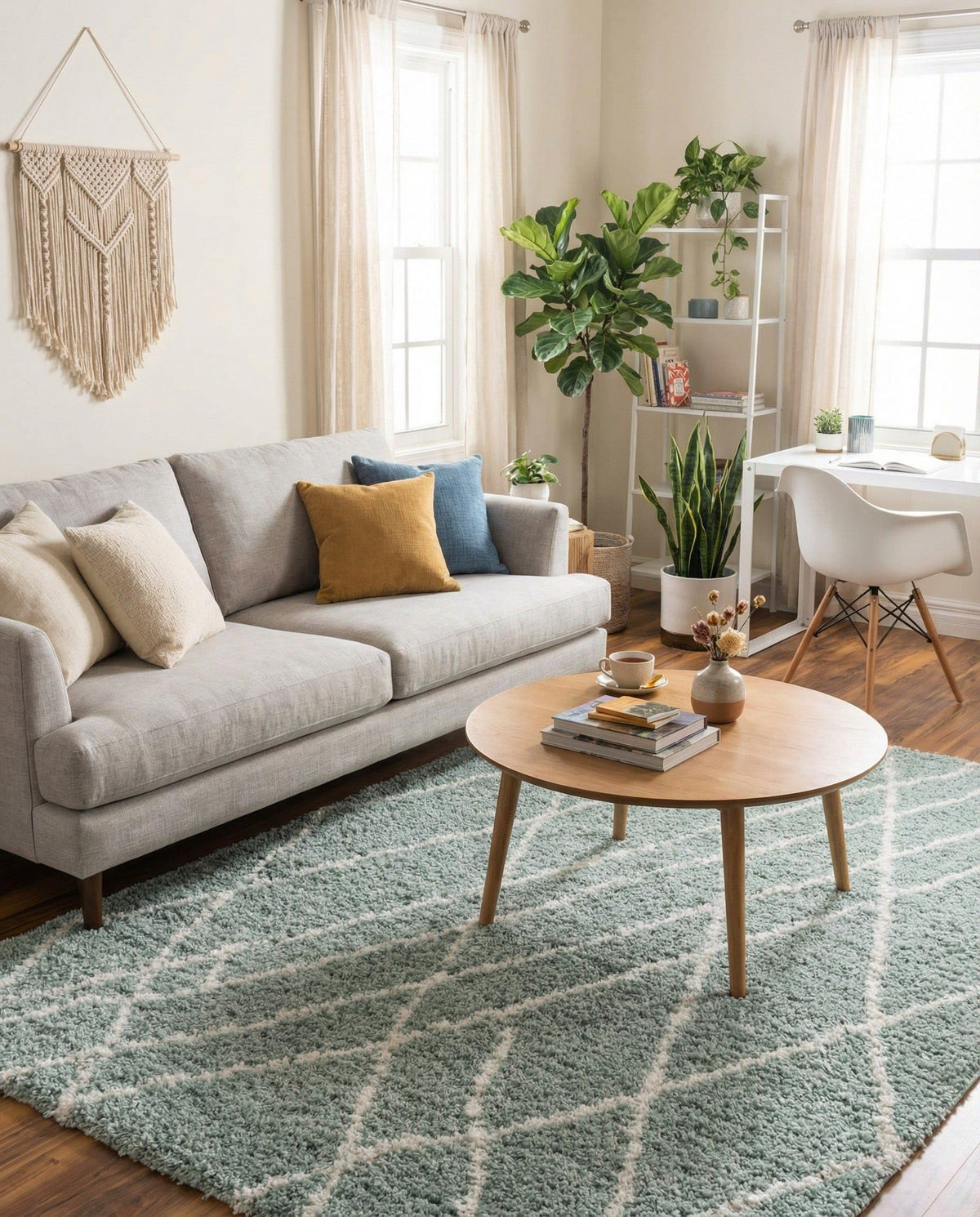 Rugs.com - Soft Touch Shag Rug – 6' 1 x 9' Sage Green Plush Shag Rug – Ultra Soft High Pile Area Rug for Bedroom, Living Room, and Home Office