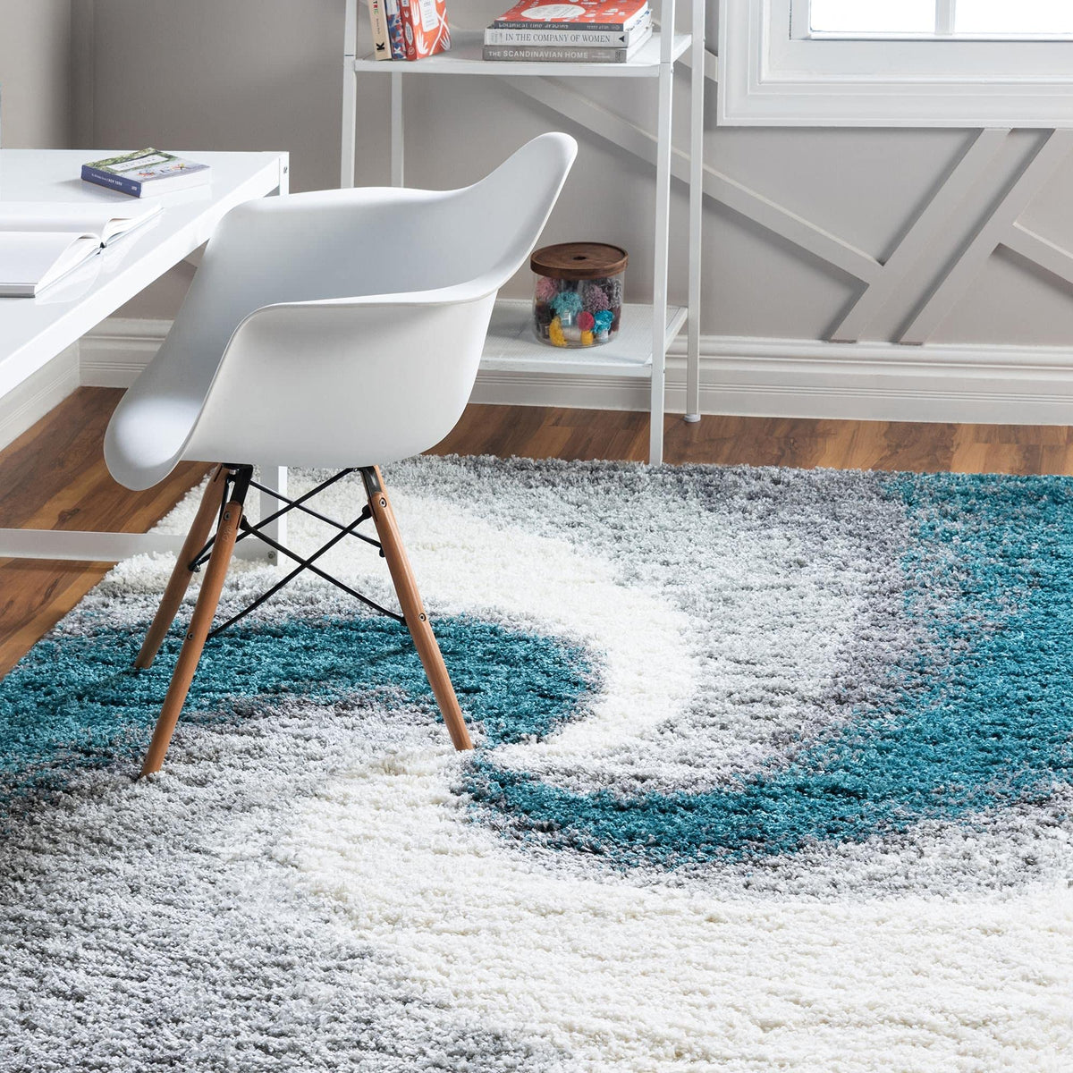 Rugs.com - Soft Touch Shag Rug – 4' 1 x 6' 1 Khaki Shag Rug – Plush Abstract Design for Bedrooms, Living Rooms, and Home Offices