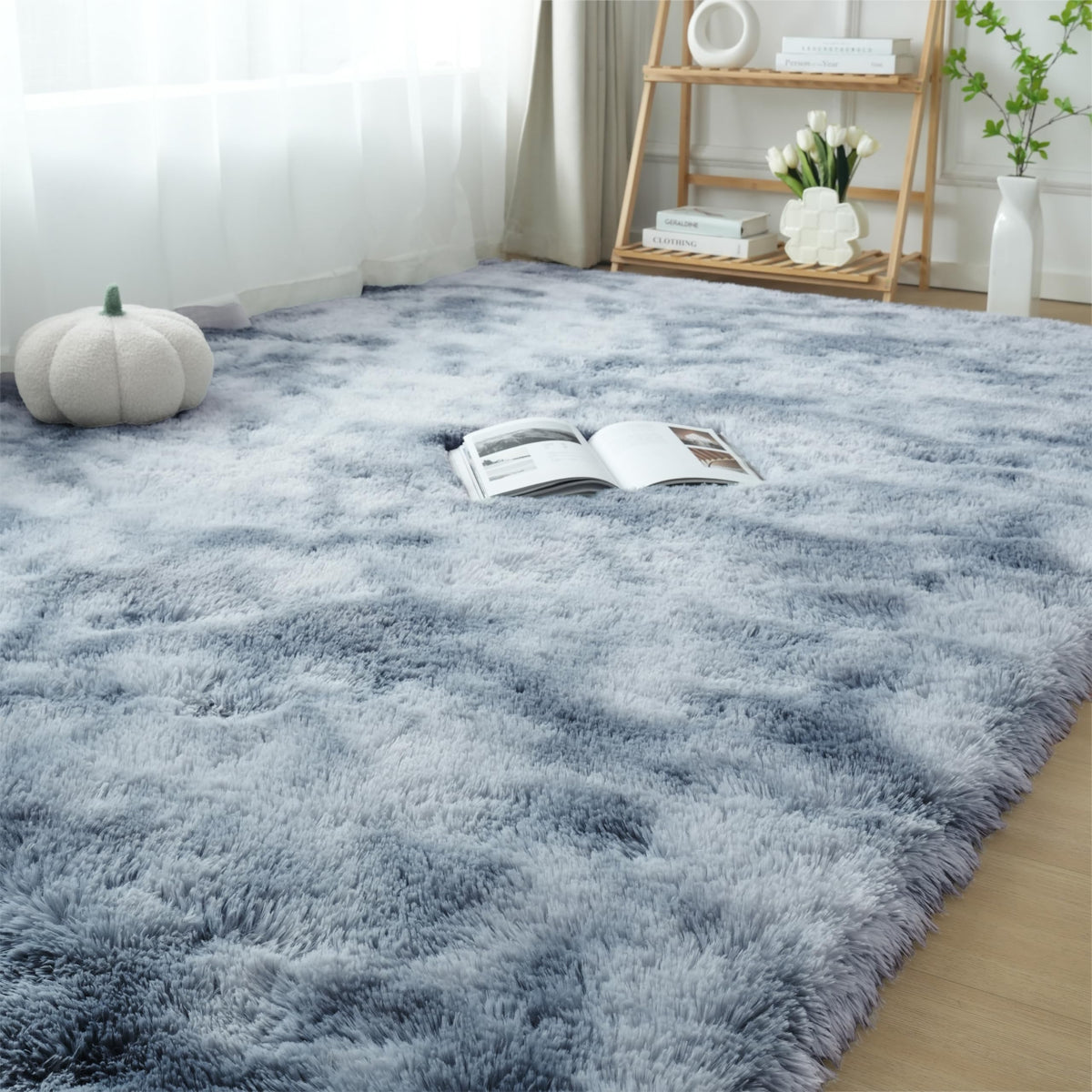 Grey Shag Rug for Living Room 6x9 - Soft Fluffy Plush Area Carpet