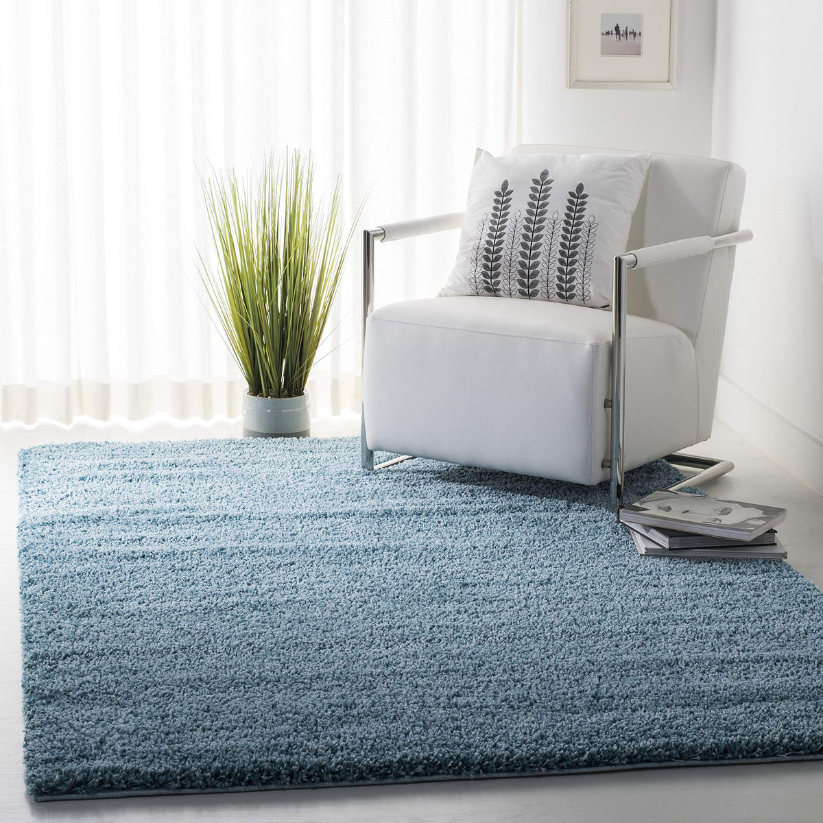SAFAVIEH California Shag Collection Area Rug - 8' x 10', Ivory, Non-Shedding & Easy to Clean, Ultra Plush Thick Pile, Ideal for Living Room, Bedroom, Dining Space (SG151-1212)