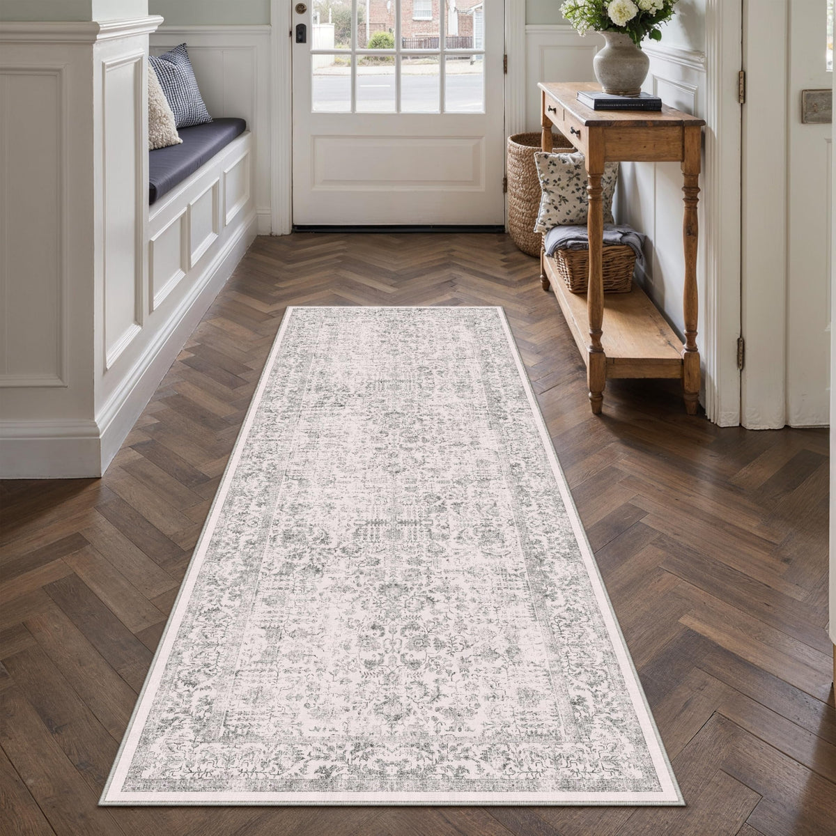 PureCozy Gray Area Rug 8x10 Vintage Floral