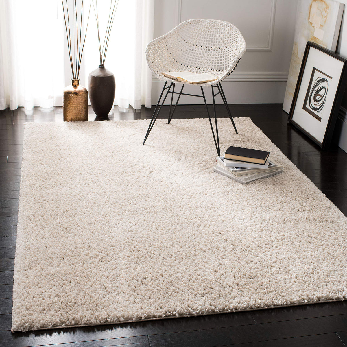 SAFAVIEH August Shag Rug 8'x10', Soft Plush Modern Ivory AUG900C