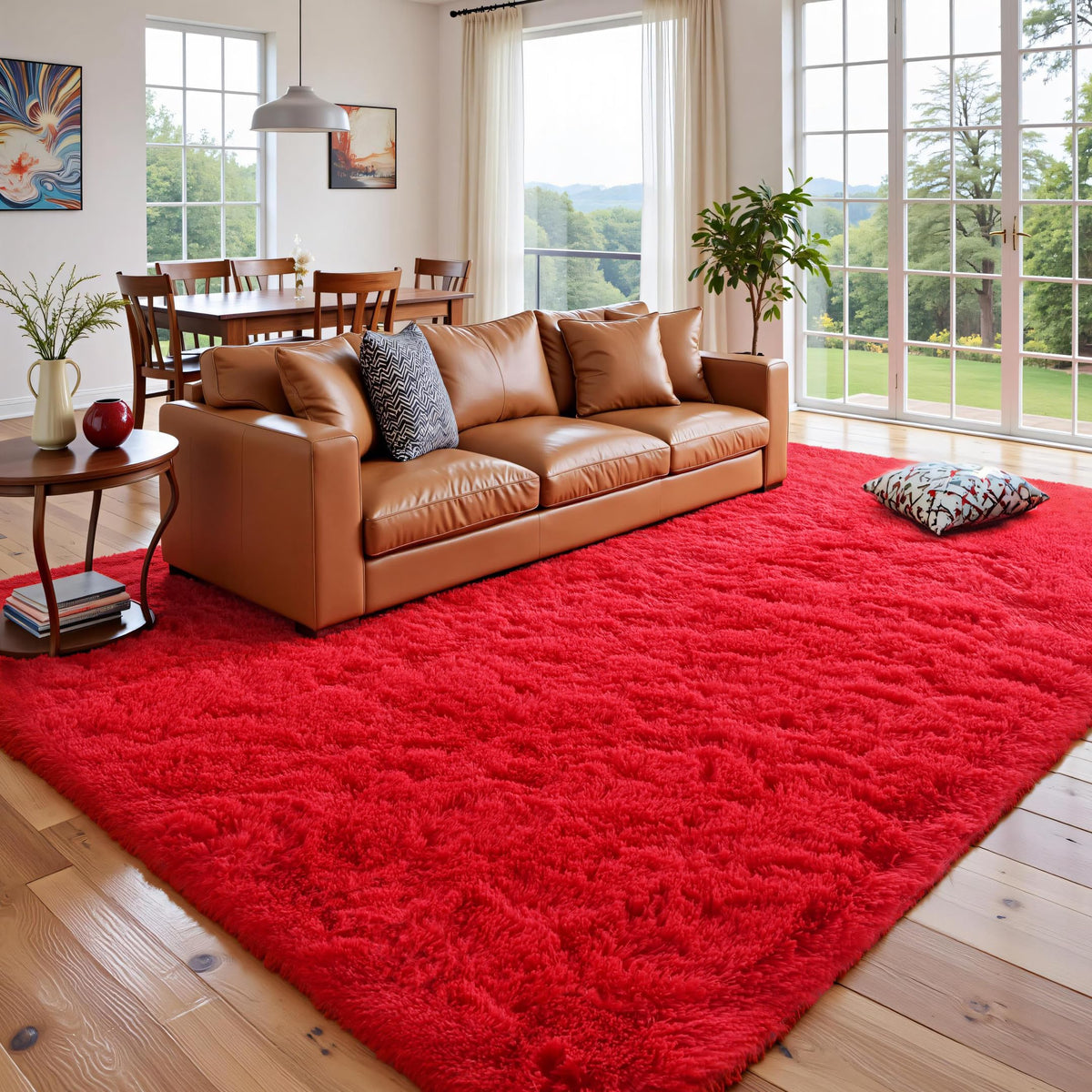 Orange 8x10 Area Rugs for Living Room Bedroom, Soft Plush Fluffy Large Rug