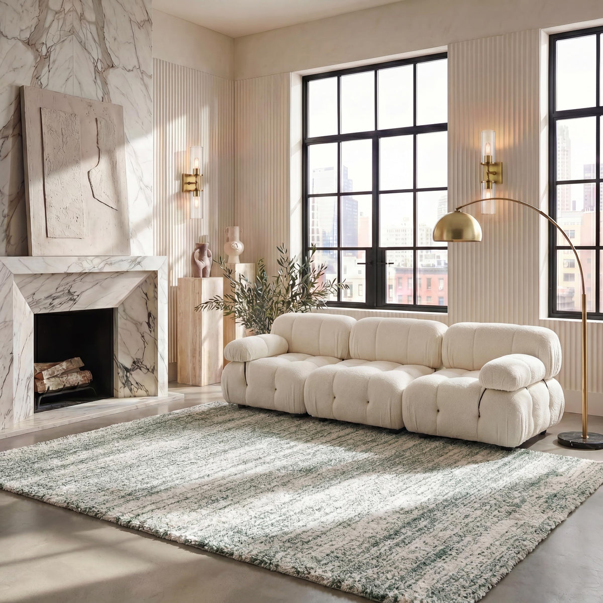 SAFAVIEH Hudson Shag Rug 10x14, Plush X-Large Ivory & Grey SGH295B