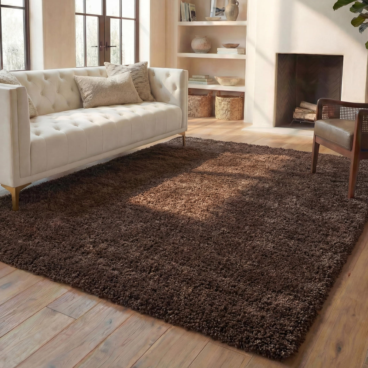 SAFAVIEH Area Rug 8x10 - California Shag Collection - Large - Beige, Non-Shedding & Easy to Clean, Ultra Plush Thick Pile, Ideal for Living Room, Bedroom, Dining Space (SG151-1313)