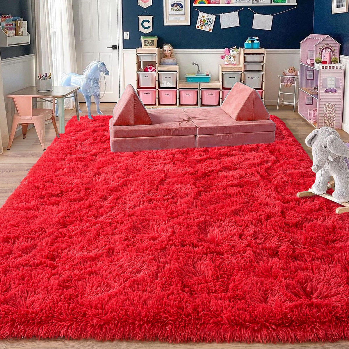8x10 Area Rugs for Living Room, Ultra Soft Large Shag Black Bedroom Rug Upgrade Non-Slip Plush Modern Fluffy Carpet for Kids Boys Girls Room Home Decor Aesthetic