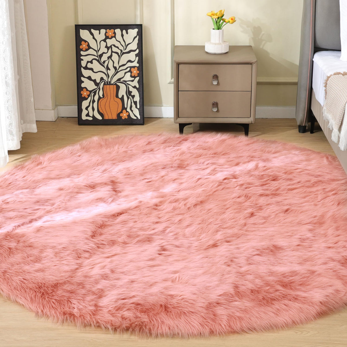 ORINOVA Beige Shag Faux Sheepskin Washable 4X6 Fur Rug for Living Room Bedroom Fluffy Furry Area Rug Rectangle Nursery Decor Rug