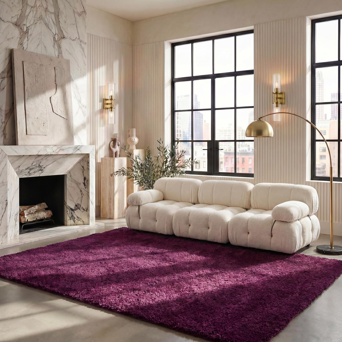 SAFAVIEH Area Rug 8x10 - California Shag Collection - Large - Beige, Non-Shedding & Easy to Clean, Ultra Plush Thick Pile, Ideal for Living Room, Bedroom, Dining Space (SG151-1313)