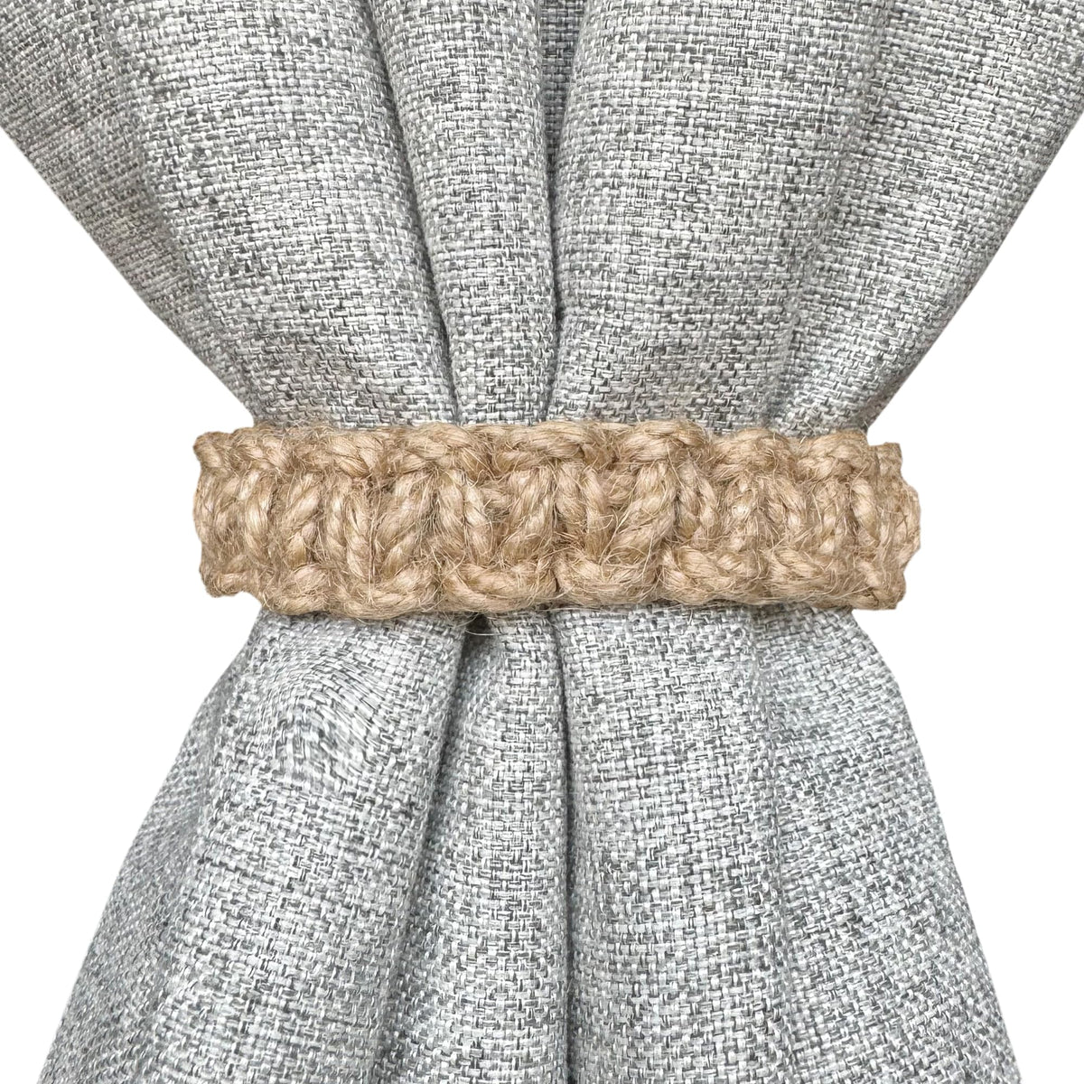 Curtain Holdbacks Boho Tiebacks for Drapes, Farmhouse Jute Rope Cotton Tie Backs with Rustic Wood Club, Curtain Accessories Holders for Indoor Outdoor Use, Set of 4