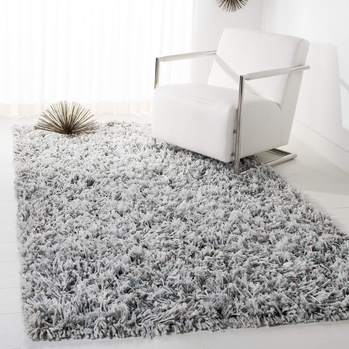 SAFAVIEH Rio Shag Collection 3' x 5' Rust / Ivory SG960P Handmade 1-inch Thick Area Rug