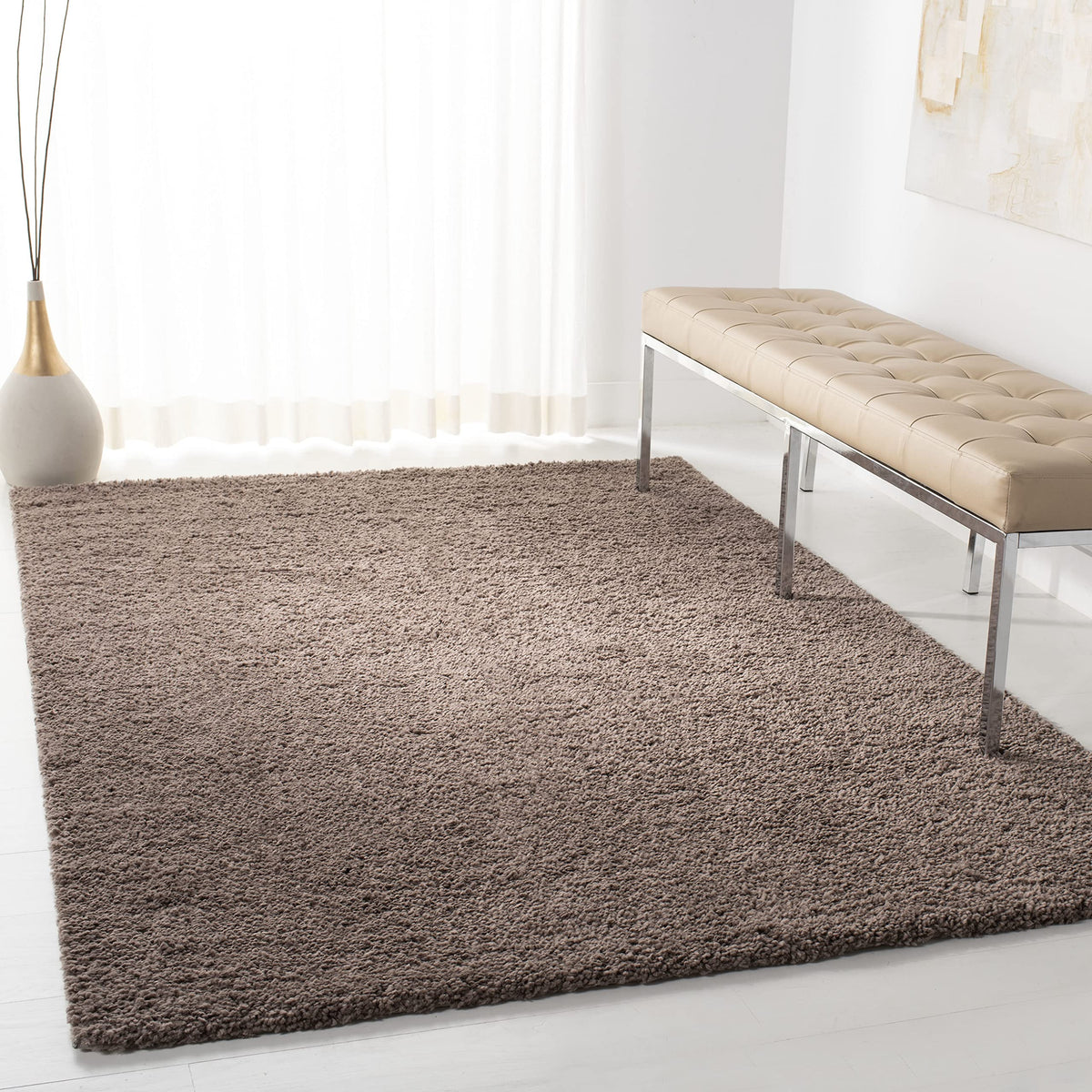 SAFAVIEH August Shag Rug 8'x10', Soft Plush Modern Ivory AUG900C