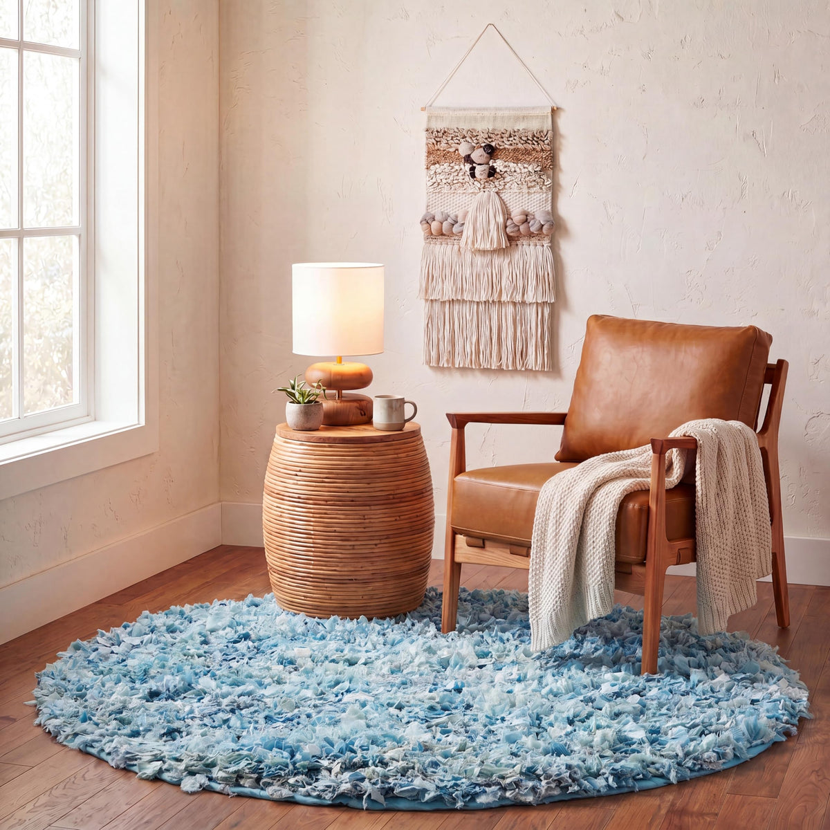 SAFAVIEH Rio Shag Collection Area Rug - 5' x 8', Creme, Handmade Decorative, 3.5-inch Thick Ideal for High Traffic Areas in Living Room, Bedroom (SG951W)