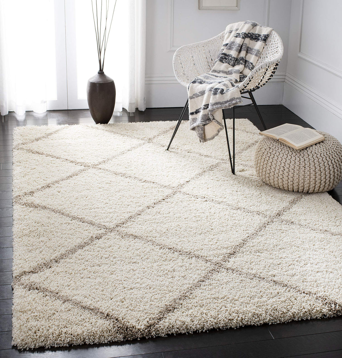 SAFAVIEH Hudson Shag Rug 8'x10', Soft Plush Moroccan Ivory & Beige SGH281D