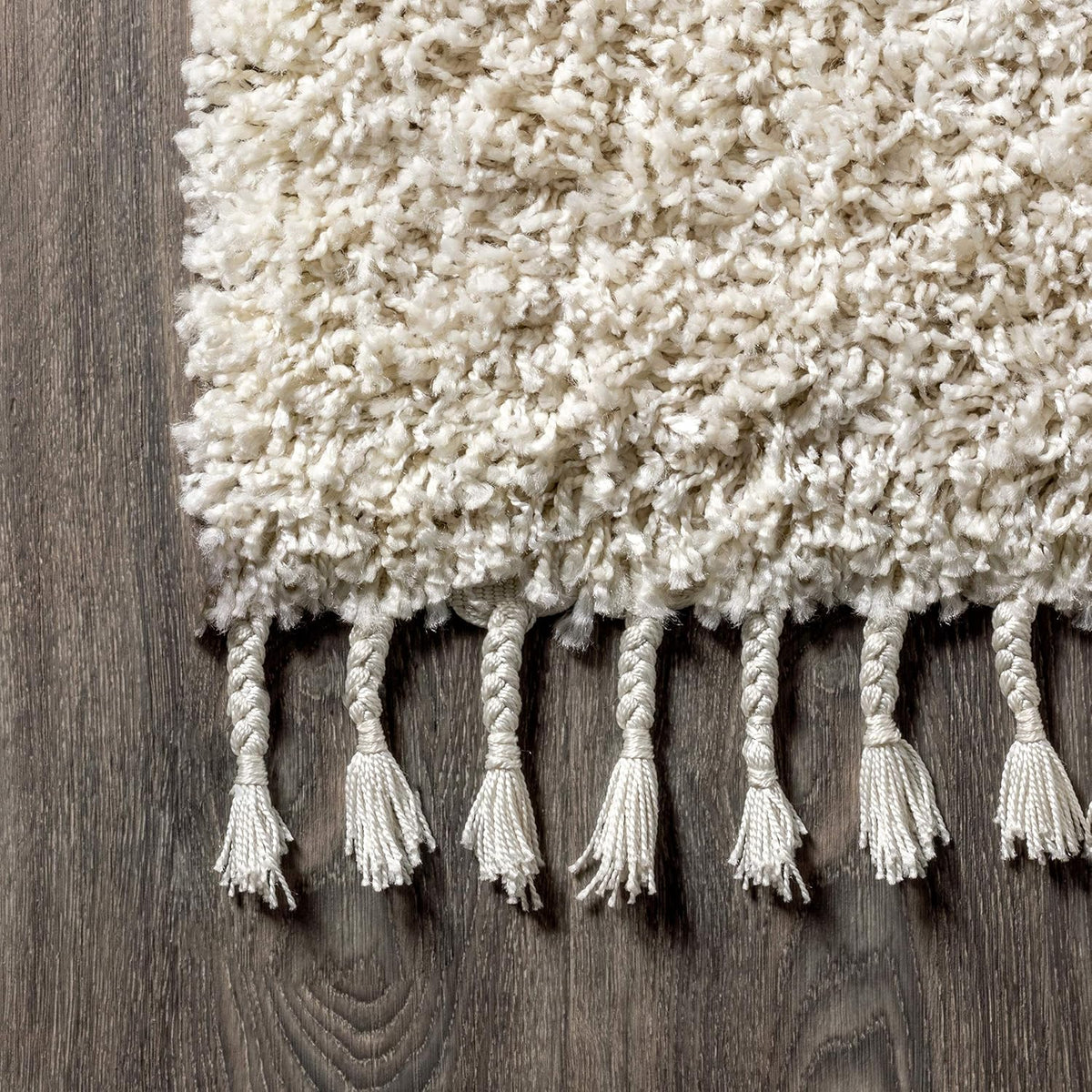 JONATHAN Y Mercer Shag Plush Tassel Cream Indoor Area Rug, 5x8, Contemporary, Modern, Easy-Cleaning for Living Room, Bedroom, Kitchen, Pet Friendly, Non-Shedding (MCR100D-5)