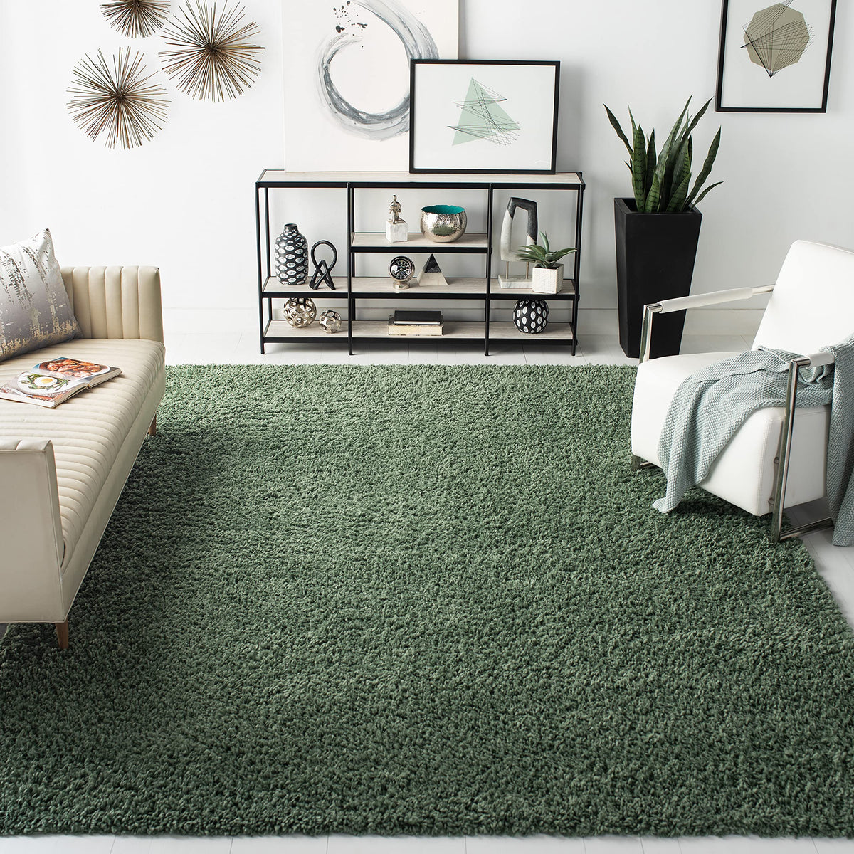 SAFAVIEH August Shag Rug 5'3"x7'6", Soft Plush Modern Ivory AUG200C