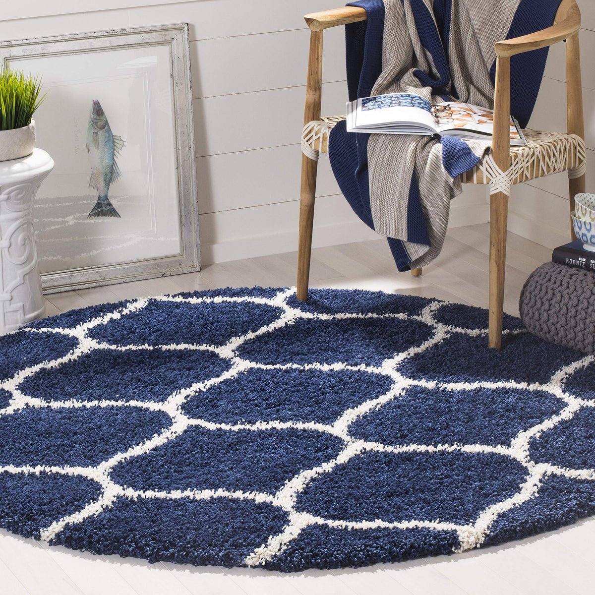 SAFAVIEH Hudson Shag Collection 9' x 12' Grey/Ivory SGH280B Moroccan Ogee Trellis Non-Shedding Living Room Bedroom Dining Room Entryway Plush 2-inch Thick Area Rug