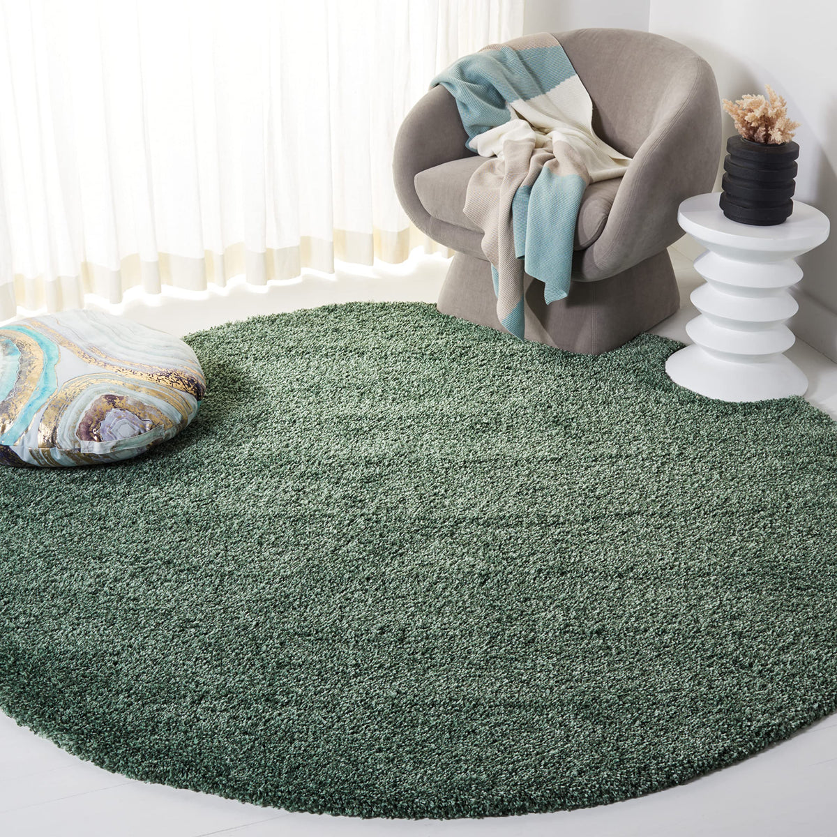 SAFAVIEH Hudson Shag Round Rug 4', Plush Gold SGH220D