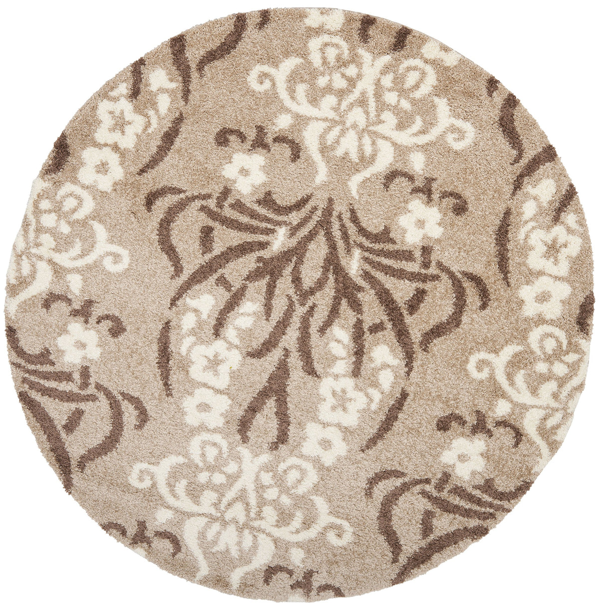 SAFAVIEH Florida Shag Collection Area Rug - 8'6" x 12', Smoke & Beige, Floral Design, Non-Shedding & Easy Care, 1.2-inch Thick Ideal for High Traffic Areas in Living Room, Bedroom (SG457-7913)