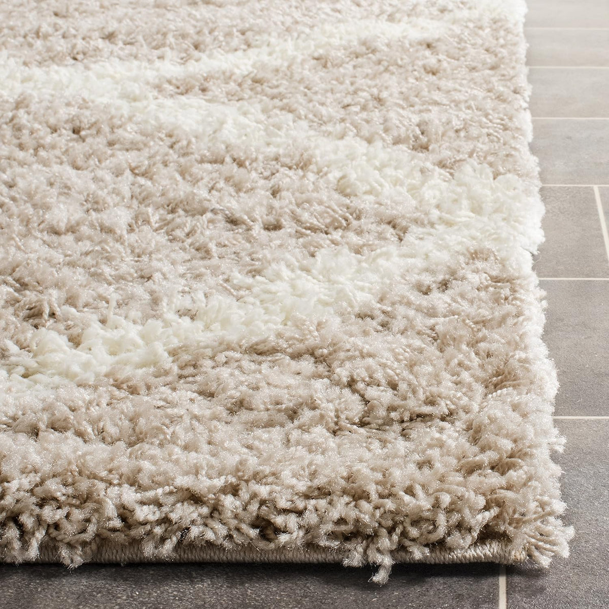 SAFAVIEH Dallas Shag Collection 8' x 10' Beige/Ivory SGD257D Trellis Non-Shedding Living Room Bedroom Dining Room Entryway Plush 1.5-inch Thick Area Rug