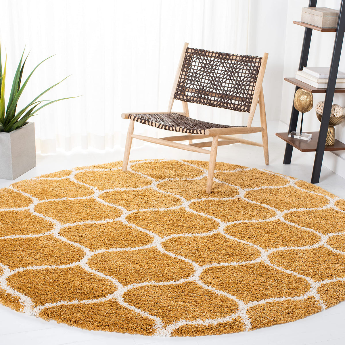 SAFAVIEH Hudson Shag Collection 9' x 12' Grey/Ivory SGH280B Moroccan Ogee Trellis Non-Shedding Living Room Bedroom Dining Room Entryway Plush 2-inch Thick Area Rug