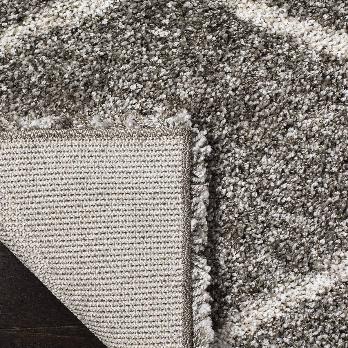 SAFAVIEH Hudson Shag Collection 9' x 12' Grey/Ivory SGH280B Moroccan Ogee Trellis Non-Shedding Living Room Bedroom Dining Room Entryway Plush 2-inch Thick Area Rug
