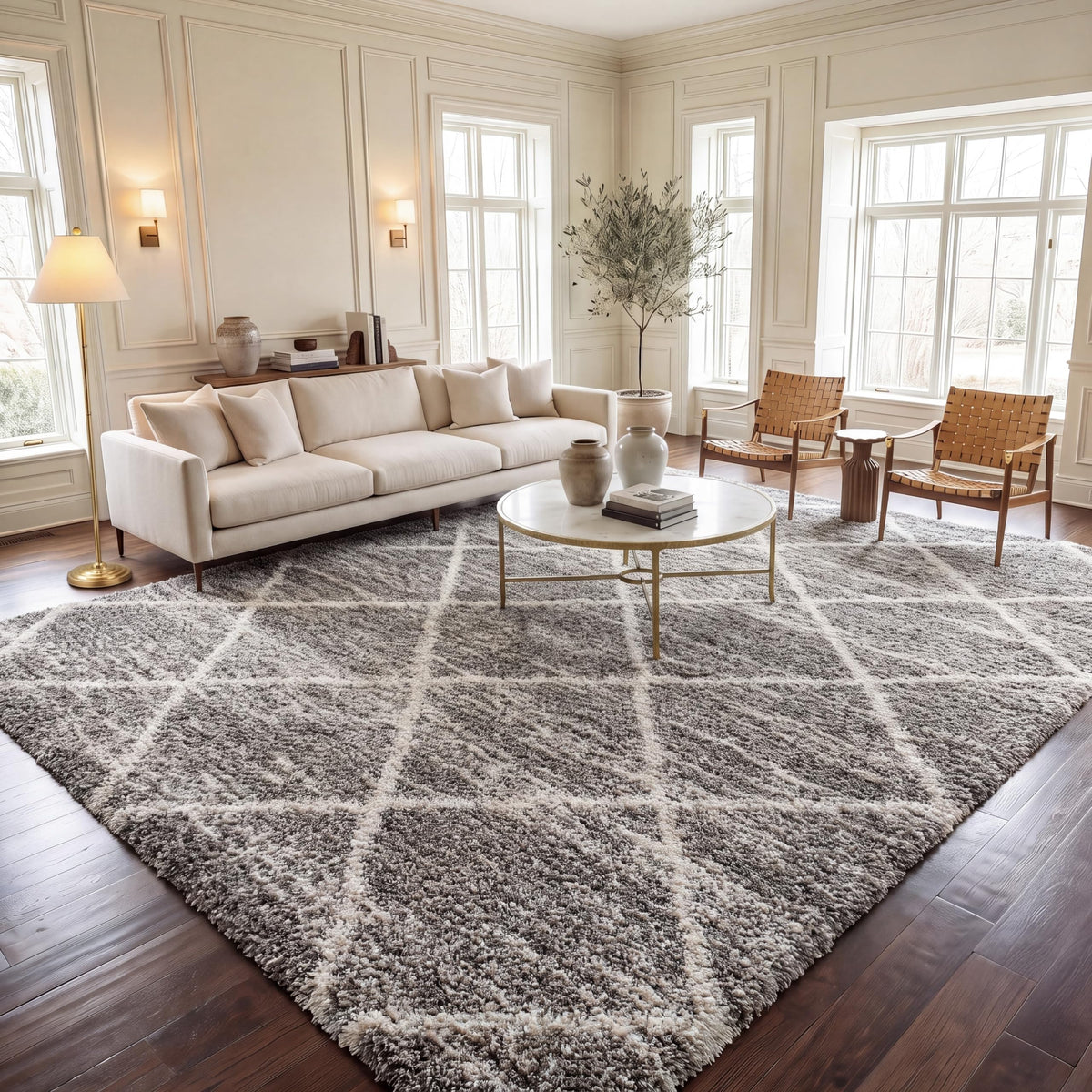 SAFAVIEH Hudson Shag Rug 8'x10', Soft Plush Moroccan Ivory & Beige SGH281D
