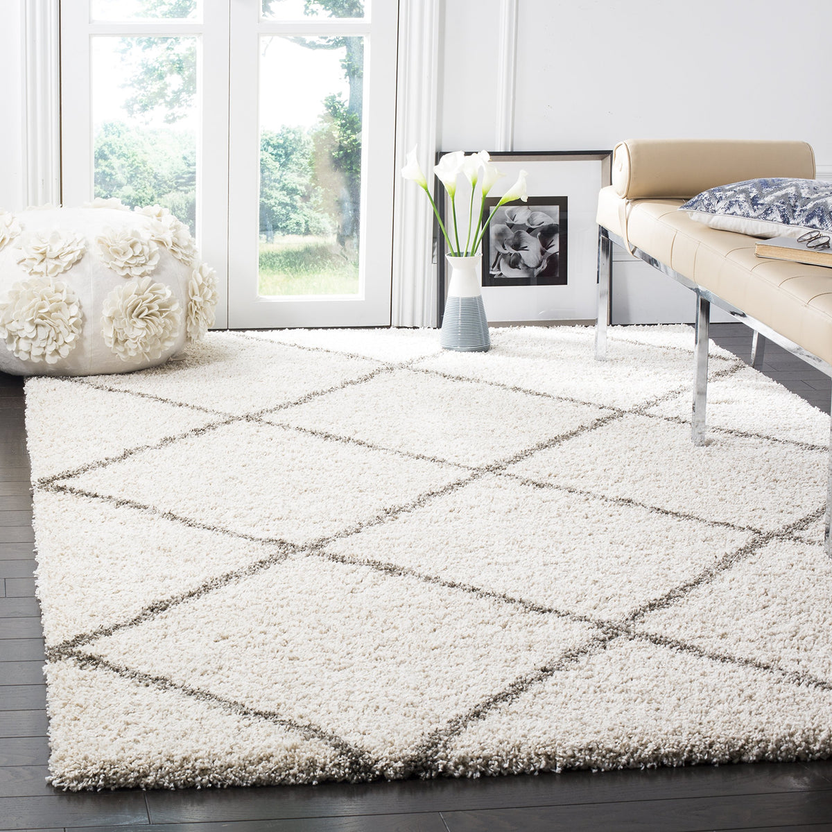 SAFAVIEH Hudson Shag Rug 8'x10', Soft Plush Moroccan Ivory & Beige SGH281D