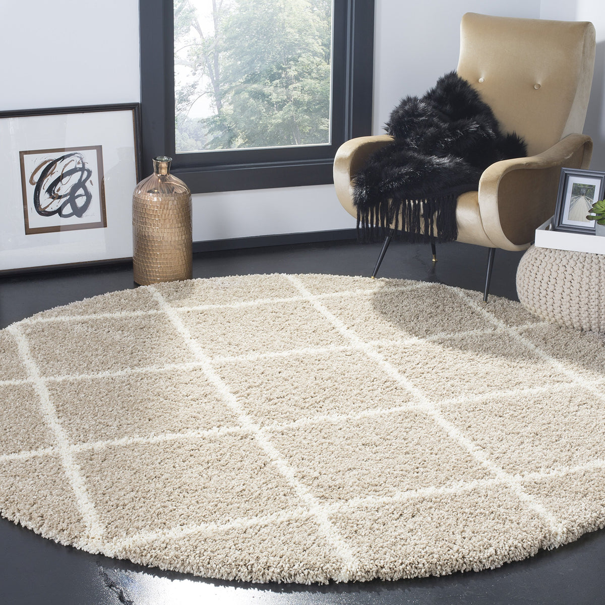 SAFAVIEH Hudson Shag Rug 8'x10', Soft Plush Moroccan Ivory & Beige SGH281D
