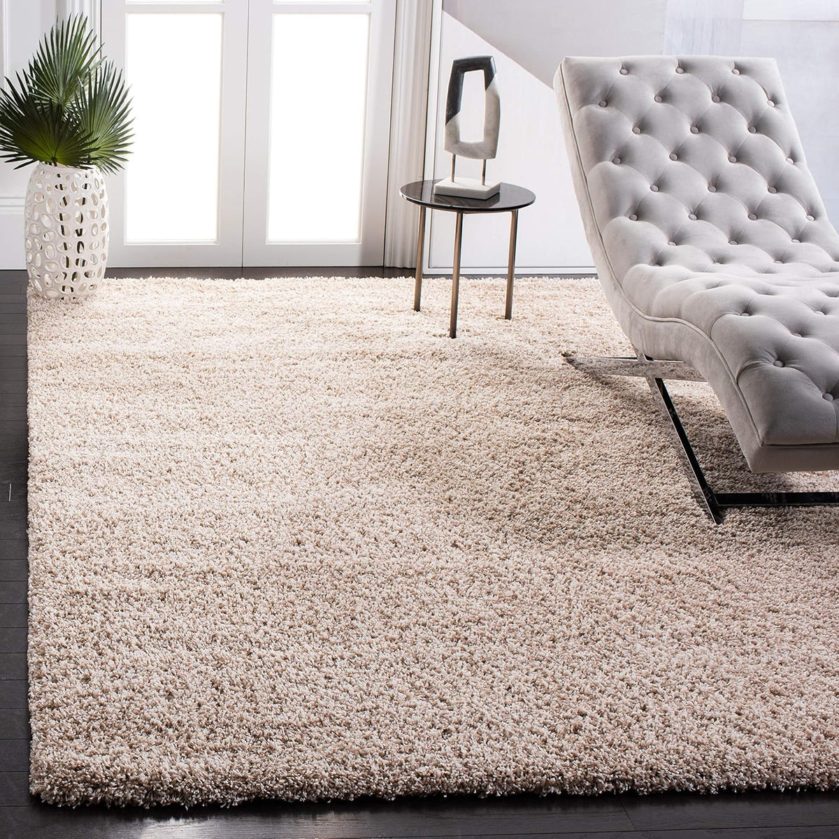 SAFAVIEH California Shag Collection Area Rug - 6'7" x 9'6", Beige, Non-Shedding & Easy to Clean, Ultra Plush Thick Pile, Ideal for Living Room, Bedroom, Dining Space (SG151-1313)