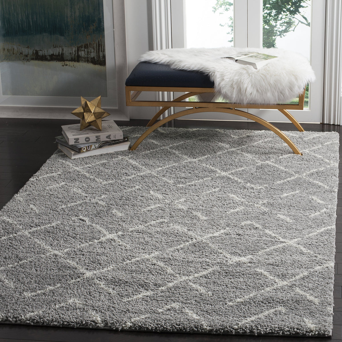 SAFAVIEH Arizona Shag Rug 5'1"x7'6", Soft Plush Ivory & Beige ASG743A